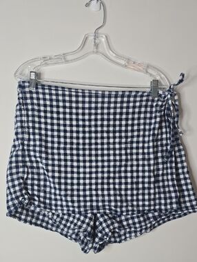 Old Navy Navy & White Gingham Tie-Waist Skort